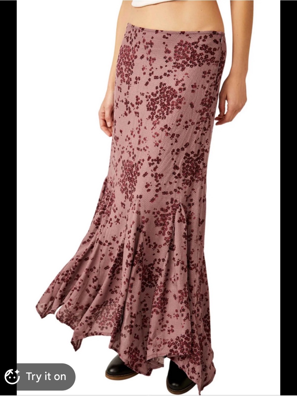 Free People Backseat Glamour Floral Maxi Skirt - Mauve and Plum Size 6